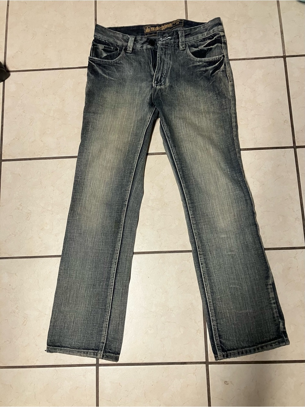 Vintage Y2K Machine Jeans Mens Size 30 Dark Blue Denim Pants Cyber Skate